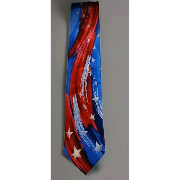 Jerry Garcia Patriotic Silk Tie Urban Cat Ghost Collection 61 USA Stars Stripes - Picture 1 of 10